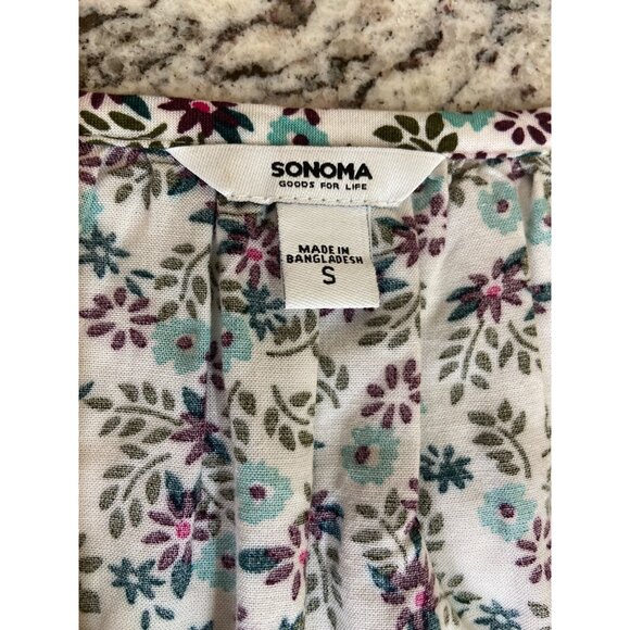 Sonoma Womens Floral Tunic Blouse Small Rayon VNeck 3/4 Sleeve Cottagecore - Picture 3 of 10